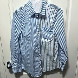 J. crew factory button down. White and blue striped